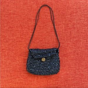Handmade Bohemian Black Woven Plastic Bag Purse